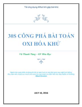 30s Công phá bài toán oxi hóa khử - Vũ Thanh Tùng